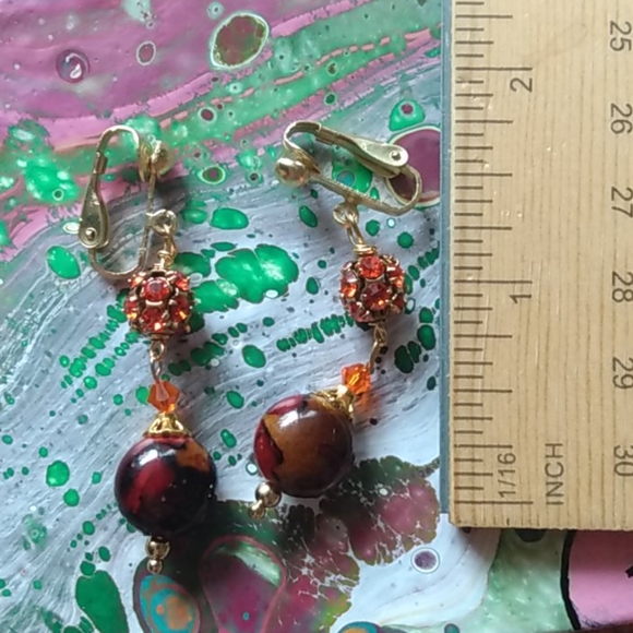5/$20 - Orange Rhinestone dangle earrings - Picture 4 of 4